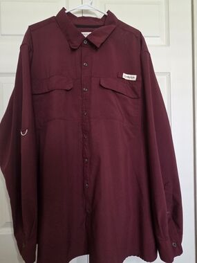 Magellan Outdoors Maroon Long Sleeve Button-Down Shirt
